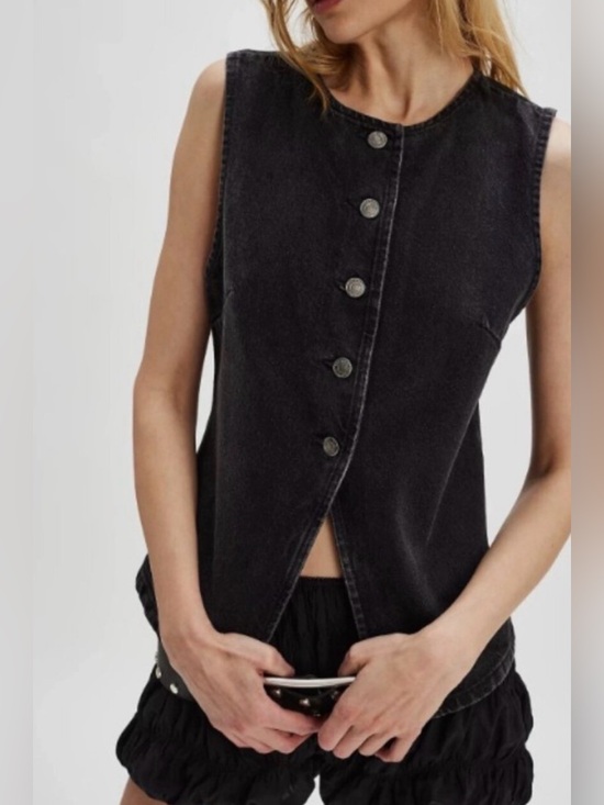 We The Free Tops - We The Free Black Washed Denim Button Front Tank